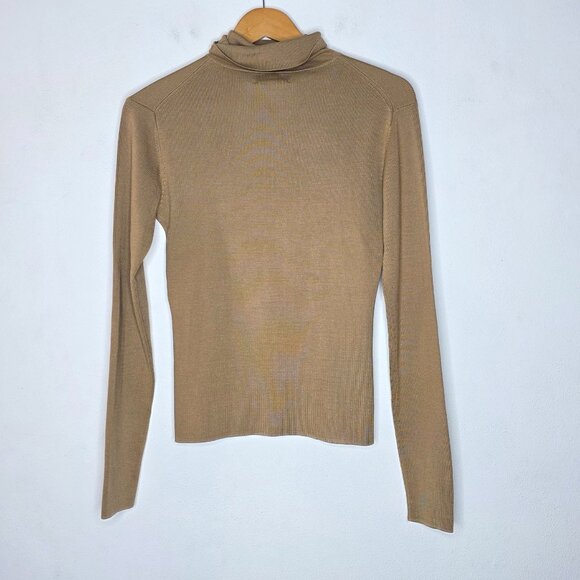 Neiman Marcus Brown Silk Blend Turtle Neck Woman's Top Small S - Picture 2 of 3